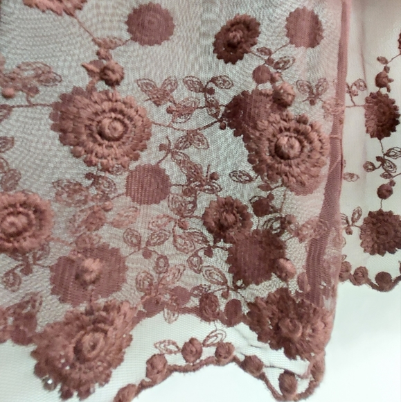 Abercrombie & Fitch Burgundy Floral Mesh Maxi Dress Size XS - Picture 10 of 12